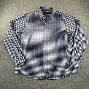 Ralph Lauren Men's Blue and White Checkered Casual Shirt XXL Preppy
